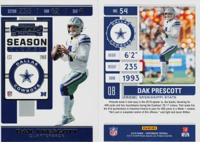 Dak Prescott 2019 Panini Contenders Football