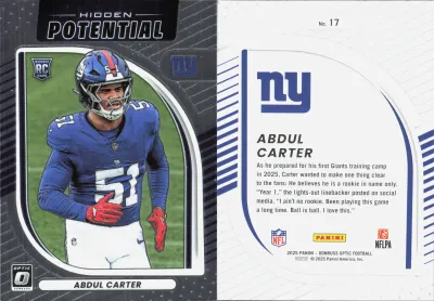 Abdul Carter 2025 Panini Donruss Optic