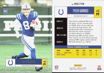 Tyler Warren 2025 Panini Donruss
