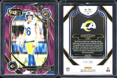Joshua Karty — 2024 Panini Select Purple Shock