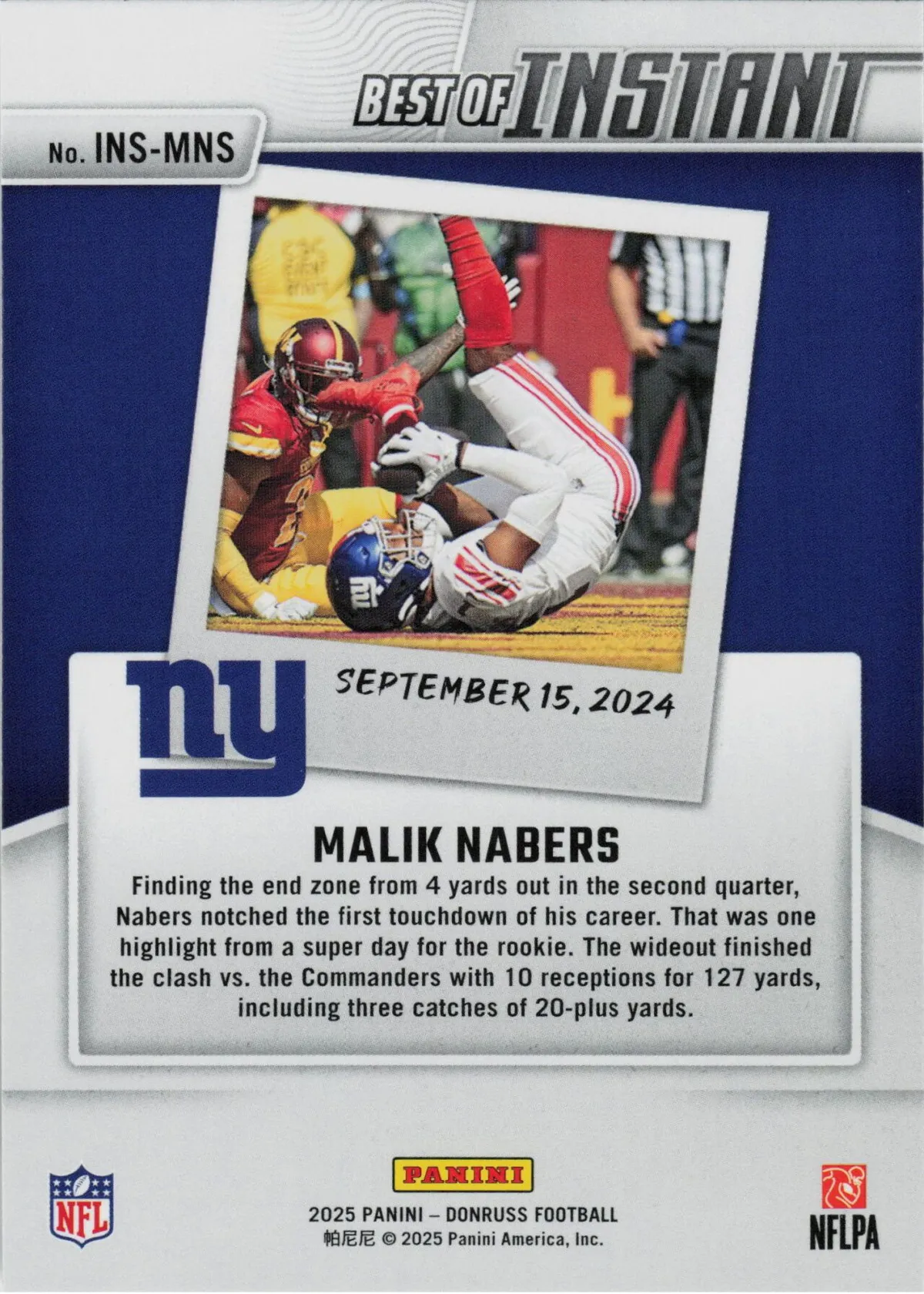 Malik Nabers 2025 Panini Donruss