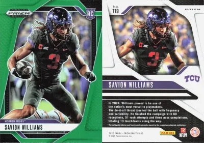 Savion Williams 2025 Panini Prizm Draft Picks
