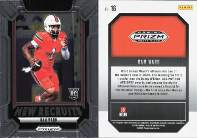 Cam Ward 2025 Panini Prizm Draft Picks