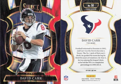 David Carr — 2025 Panini Select Black and Red Prizm Shock