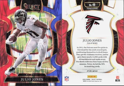 Julio Jones — 2025 Panini Select Red and Blue Prizm Shock