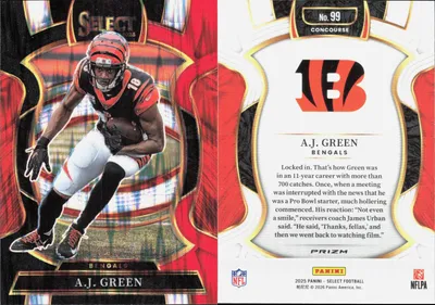 A.J. Green — 2025 Panini Select Black and Orange Prizm Shock