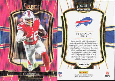 Ty Johnson — 2025 Panini Select Pink Prizm Shock