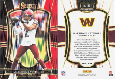 Marshon Lattimore — 2025 Panini Select Black and Orange Prizm Shock