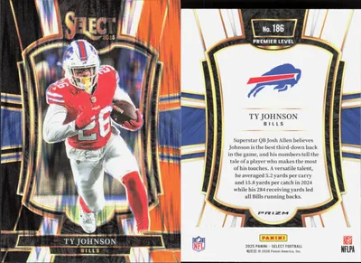 Ty Johnson — 2025 Panini Select Black and Orange Prizm Shock
