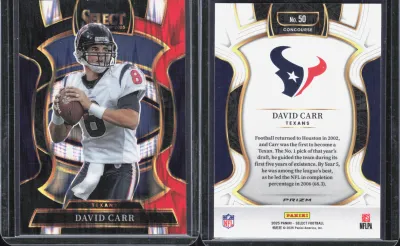 David Carr — 2025 Panini Select Black and Red Prizm Shock