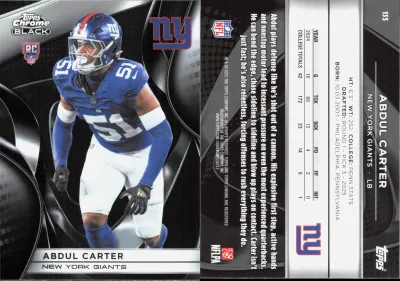 Abdul Carter 2025 Topps Chrome Black