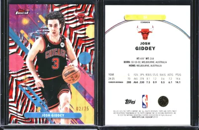 Josh Giddey — 2025 Topps Finest Red/Black Geometric Refractor