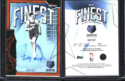 Zach Edey — 2025 Topps Finest Blue and Orange Prizm
