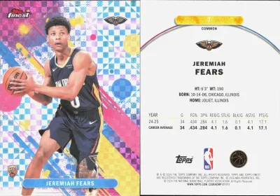 Jeremiah Fears 2025 Topps Finest