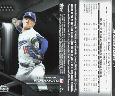Yoshinobu Yamamoto 2025 Topps Chrome Black
