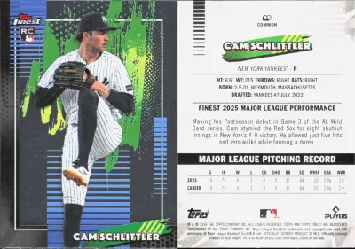 Cam Schlittler 2026 Topps Finest