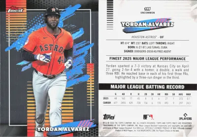 Yordan Alvarez — 2026 Topps Finest Base Uncommon