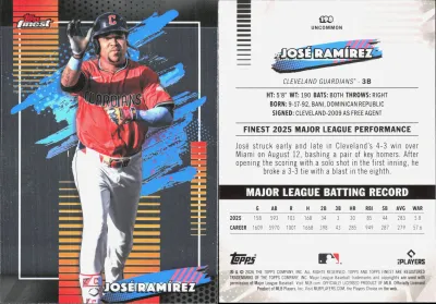 José Ramírez — 2026 Topps Finest Base Uncommon