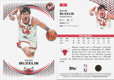 Matas Buzelis 2025 Topps Pristine