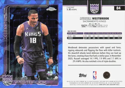Russell Westbrook — 2025 Topps Chrome Update Sapphire