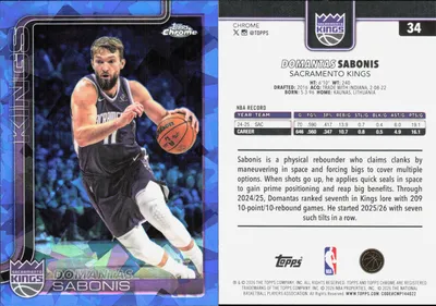 Domantas Sabonis — 2025 Topps Chrome Update Sapphire